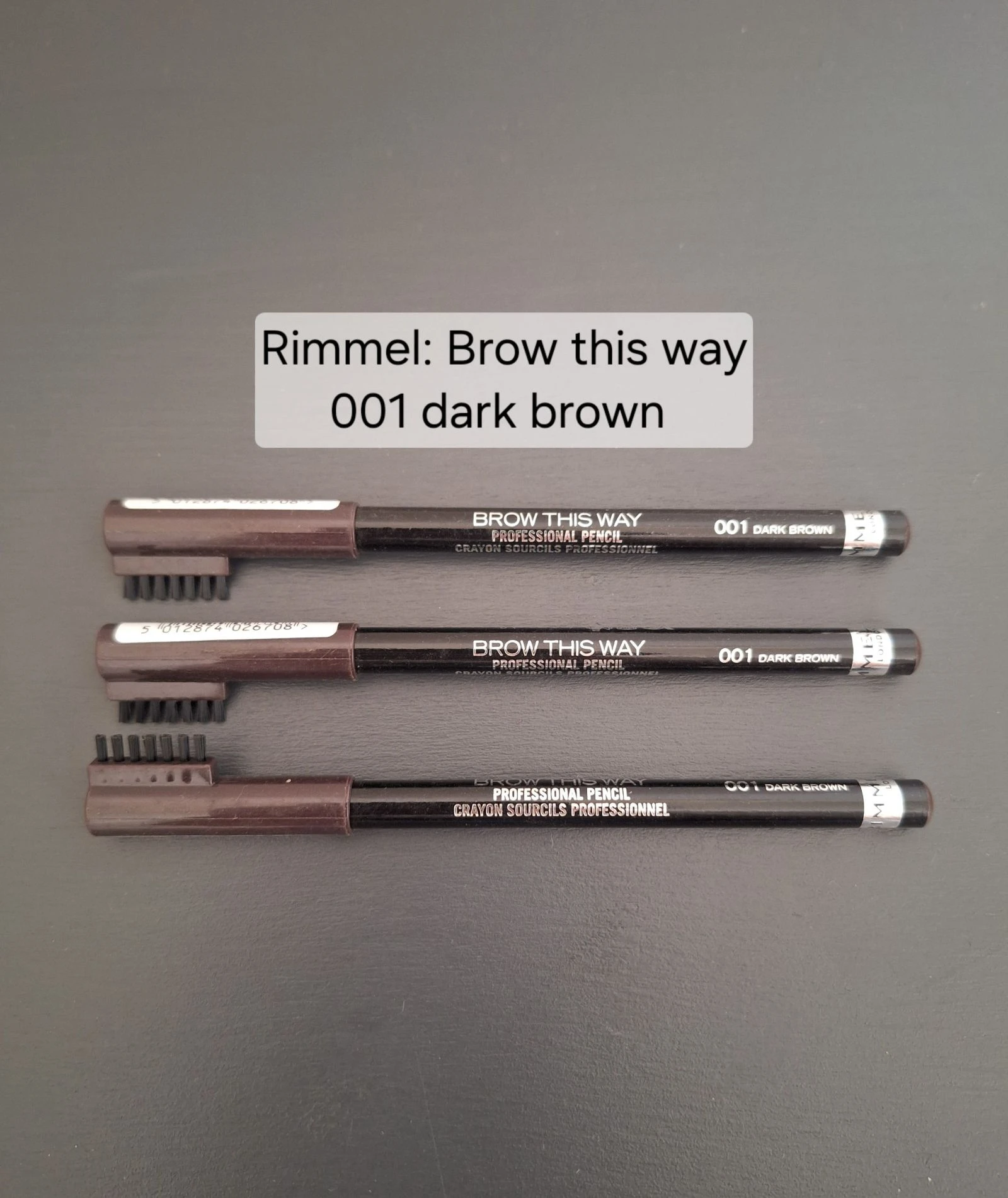 Rimmel wenkbrauwpotlood 001 Dark Brown 3 stuks